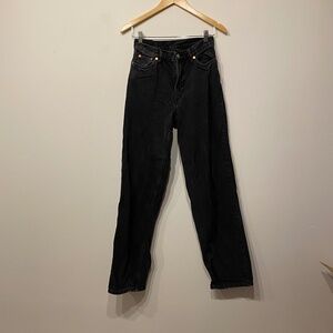 Weekday Rail Mid Rise Loose Baggy Fit Wide Leg Black Jeans Size 25